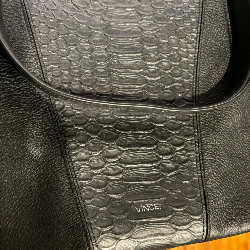VINCE Modern V Stamped Python Medium Hobo - Picture 3 of 16